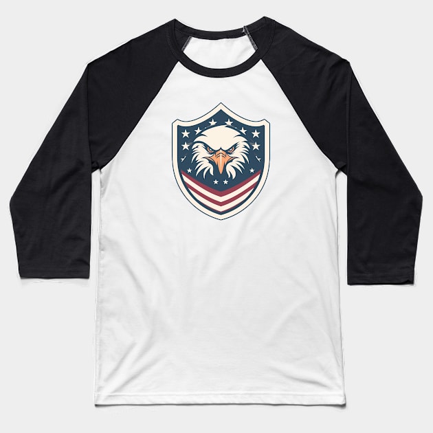 Bald Eagle Independence Day Emblem Baseball T-Shirt by Czajnikolandia